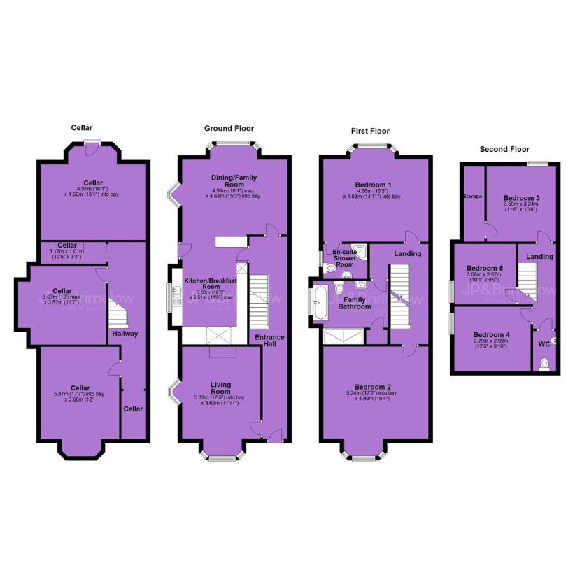 5 bedroom semi-detached house for sale - floorplan