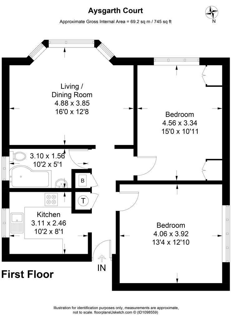 2 bedroom flat for sale - floorplan