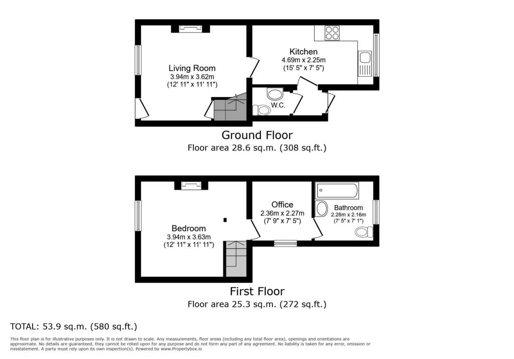 2 bedroom terraced house for sale - floorplan