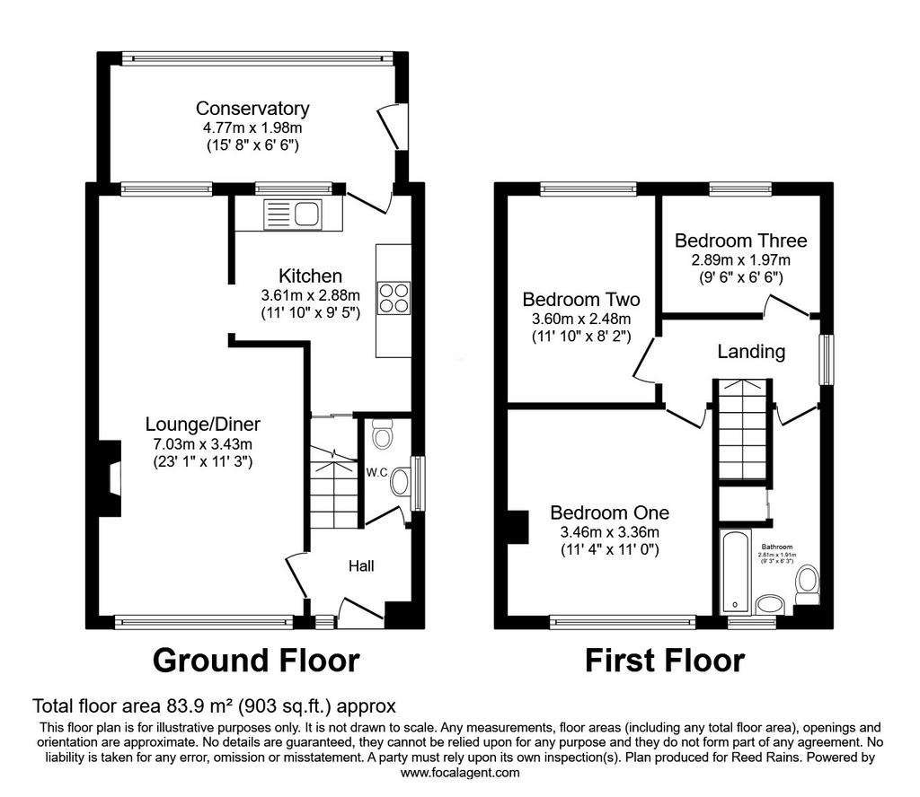 3 bedroom semi-detached house for sale - floorplan