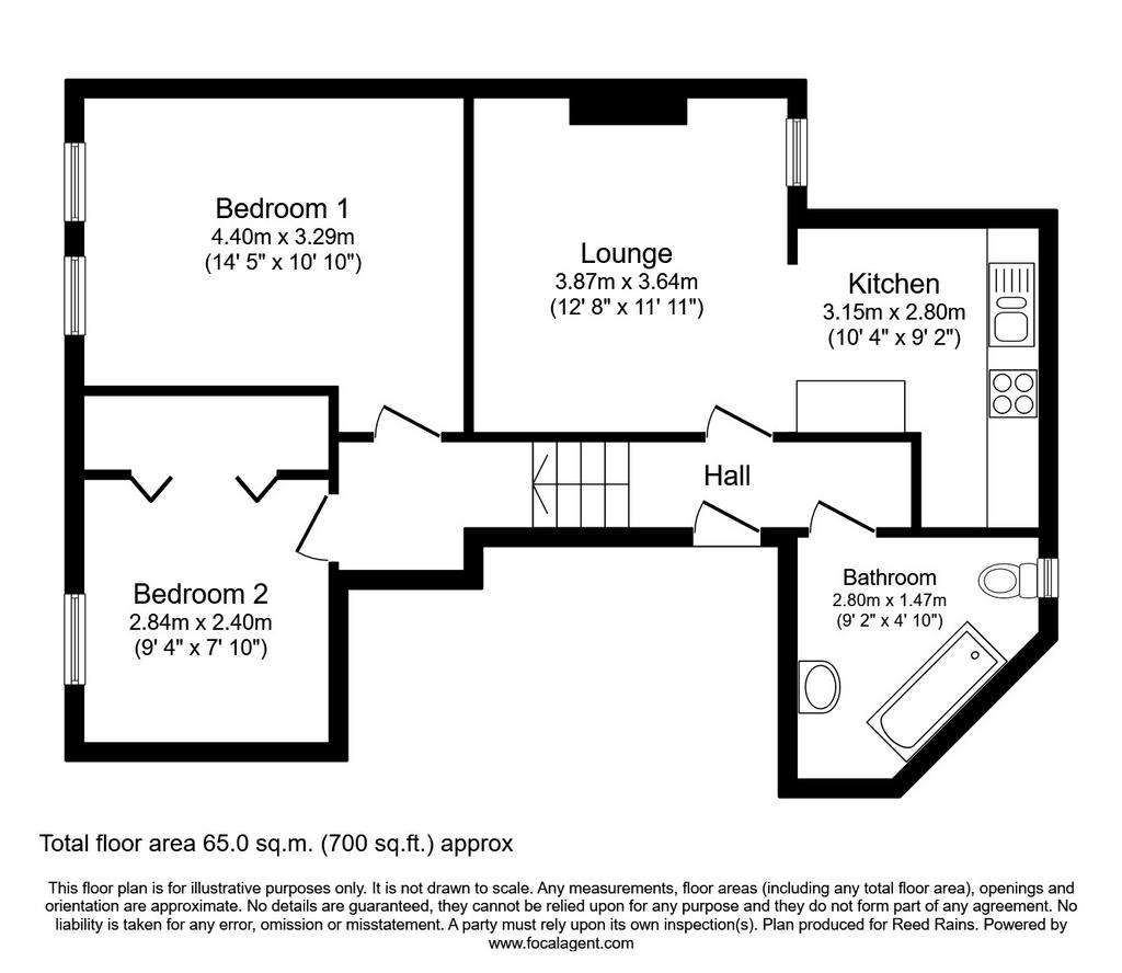 2 bedroom flat to rent - floorplan