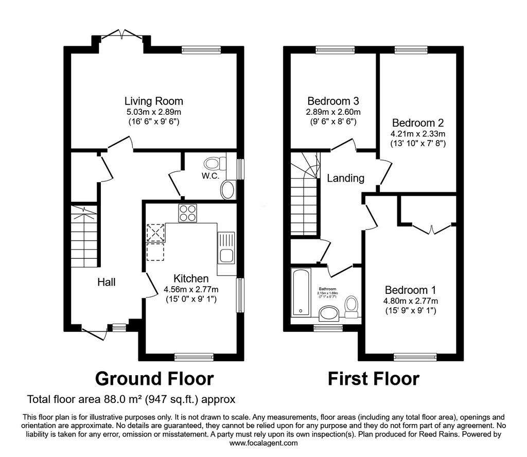 3 bedroom semi-detached house to rent - floorplan