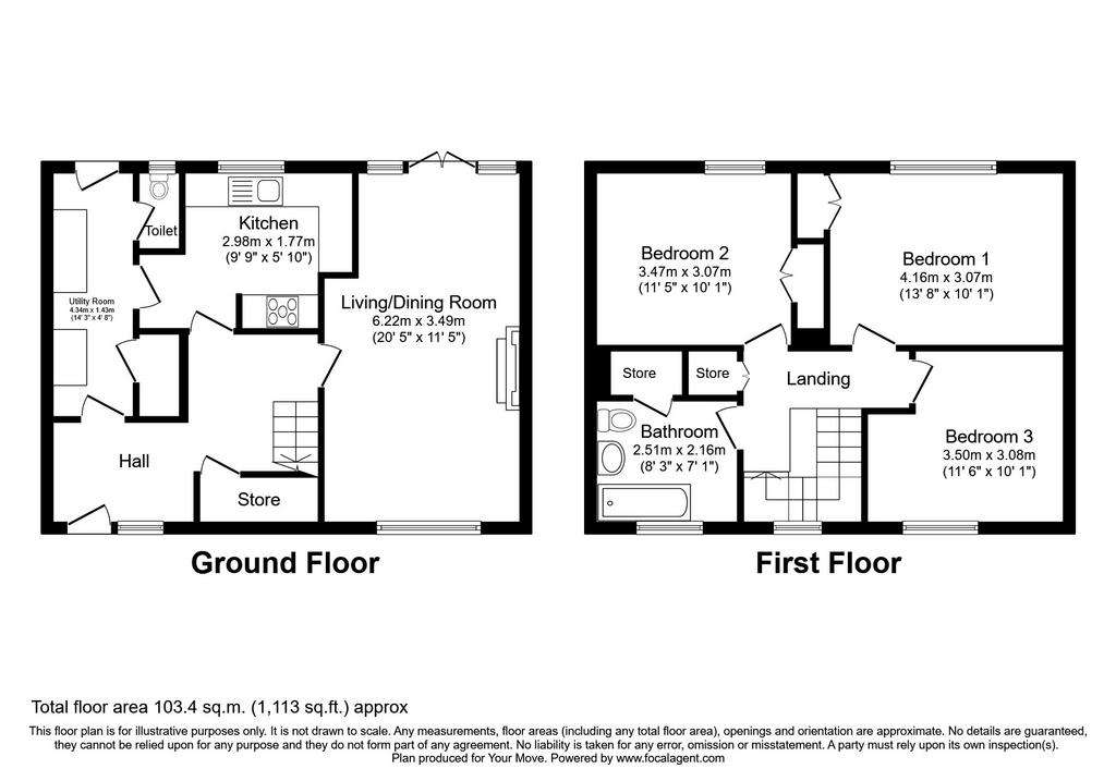 3 bedroom terraced house for sale - floorplan