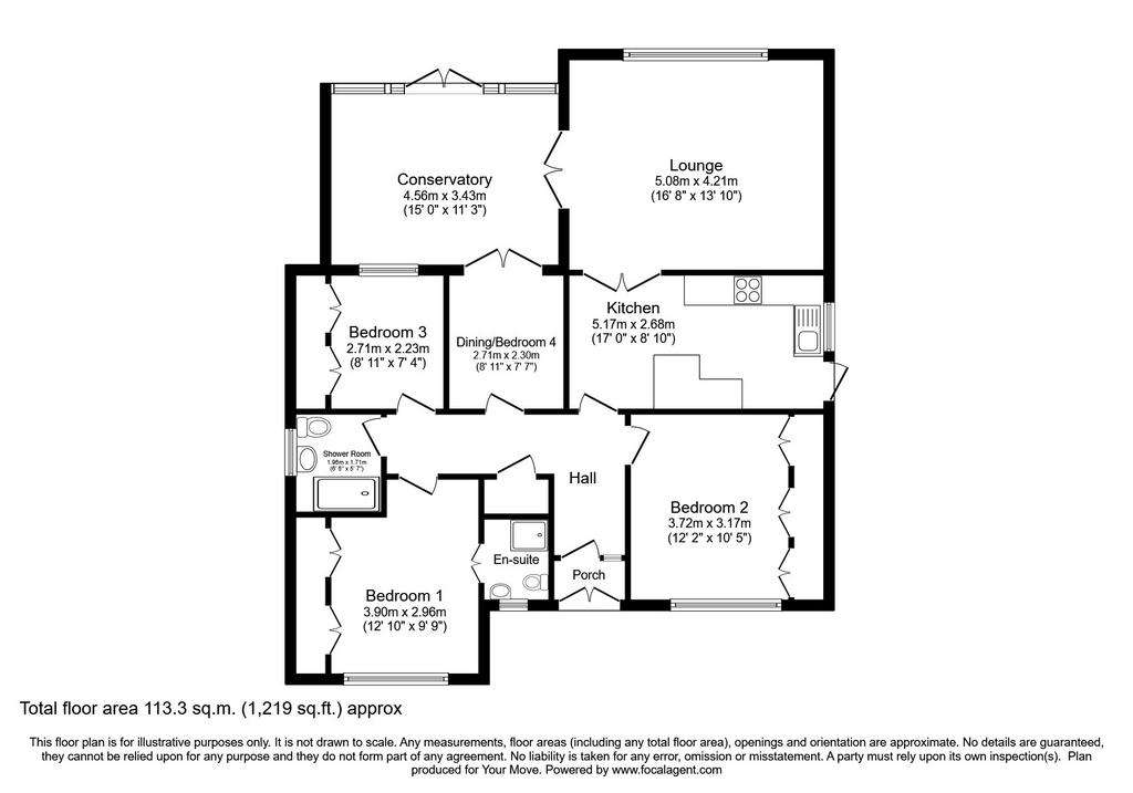 4 bedroom bungalow for sale - floorplan