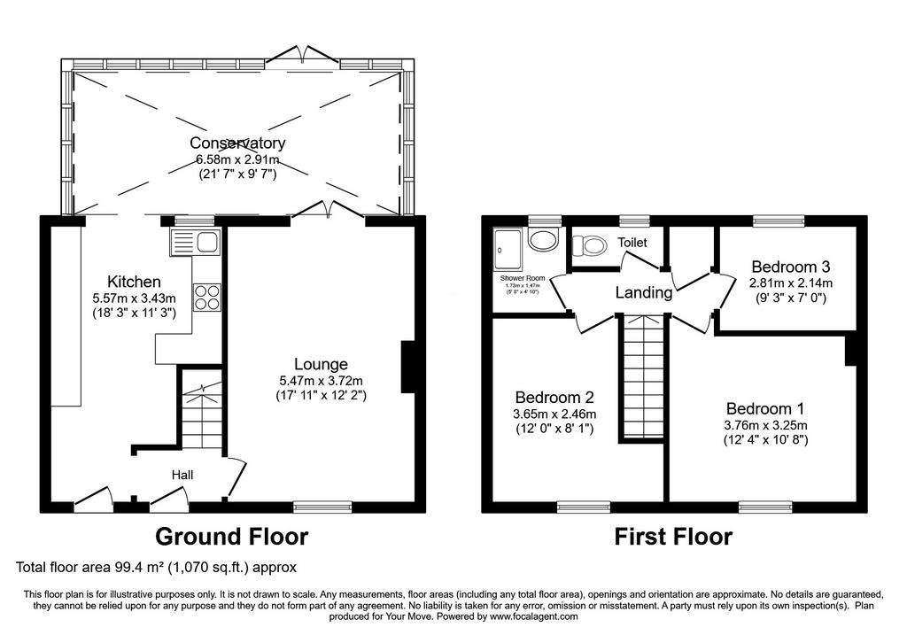 3 bedroom terraced house for sale - floorplan