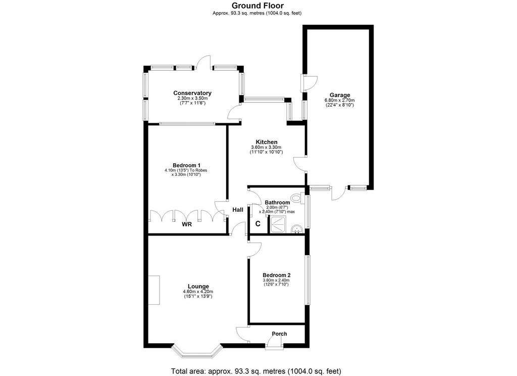 2 bedroom bungalow for sale - floorplan