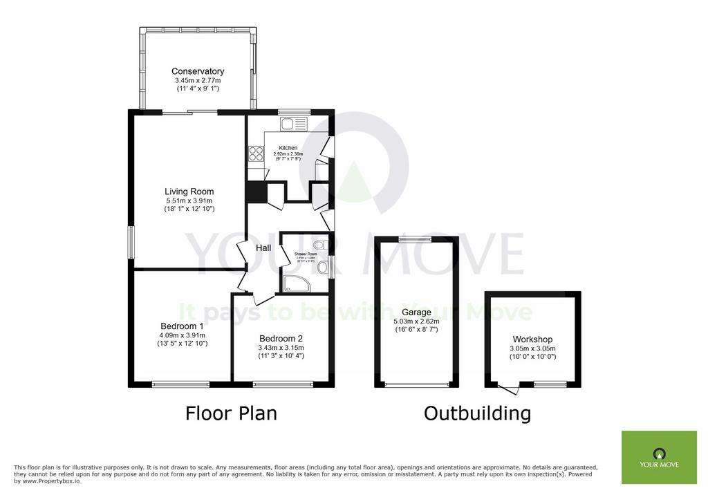 2 bedroom bungalow for sale - floorplan