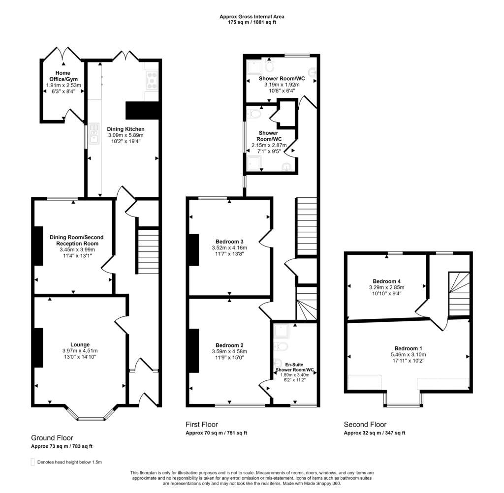 4 bedroom terraced house to rent - floorplan