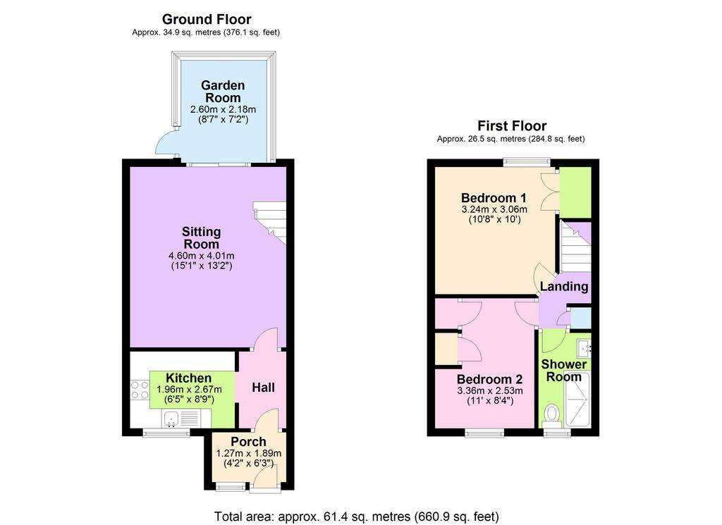 2 bedroom semi-detached house for sale - floorplan