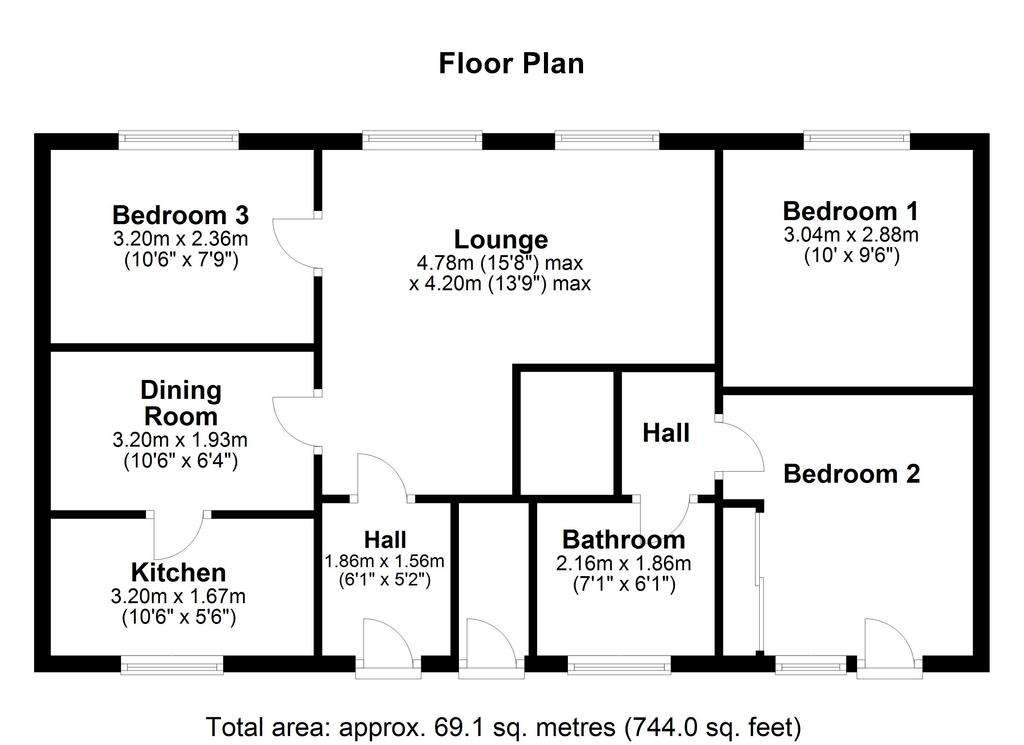 3 bedroom flat for sale - floorplan