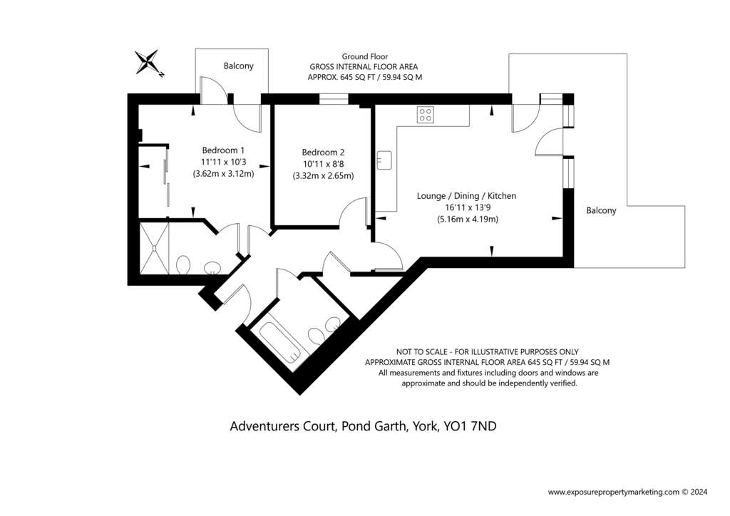 2 bedroom flat for sale - floorplan