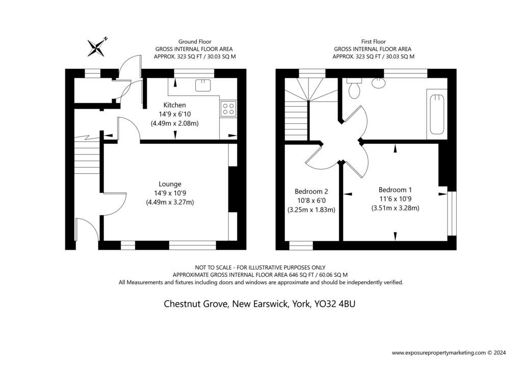 2 bedroom end of terrace house for sale - floorplan