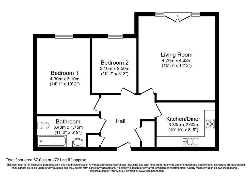 2 bedroom flat for sale - floorplan