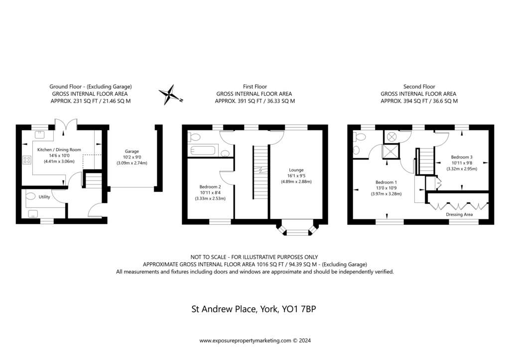 3 bedroom terraced house for sale - floorplan