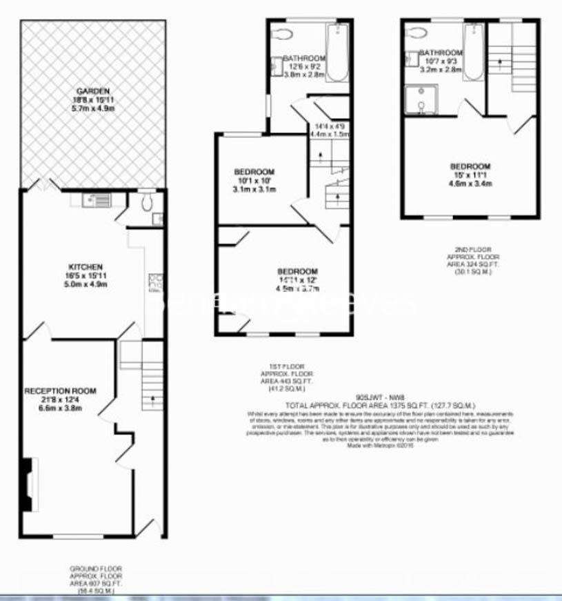 3 bedroom flat to rent - floorplan