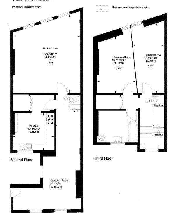 3 bedroom flat to rent - floorplan