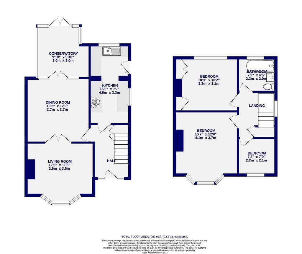 3 bedroom semi-detached house for sale - floorplan