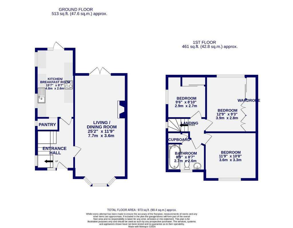 3 bedroom semi-detached house for sale - floorplan