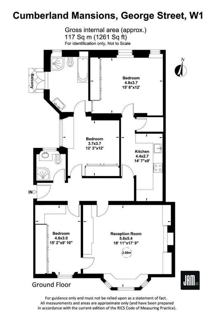 3 bedroom flat to rent - floorplan