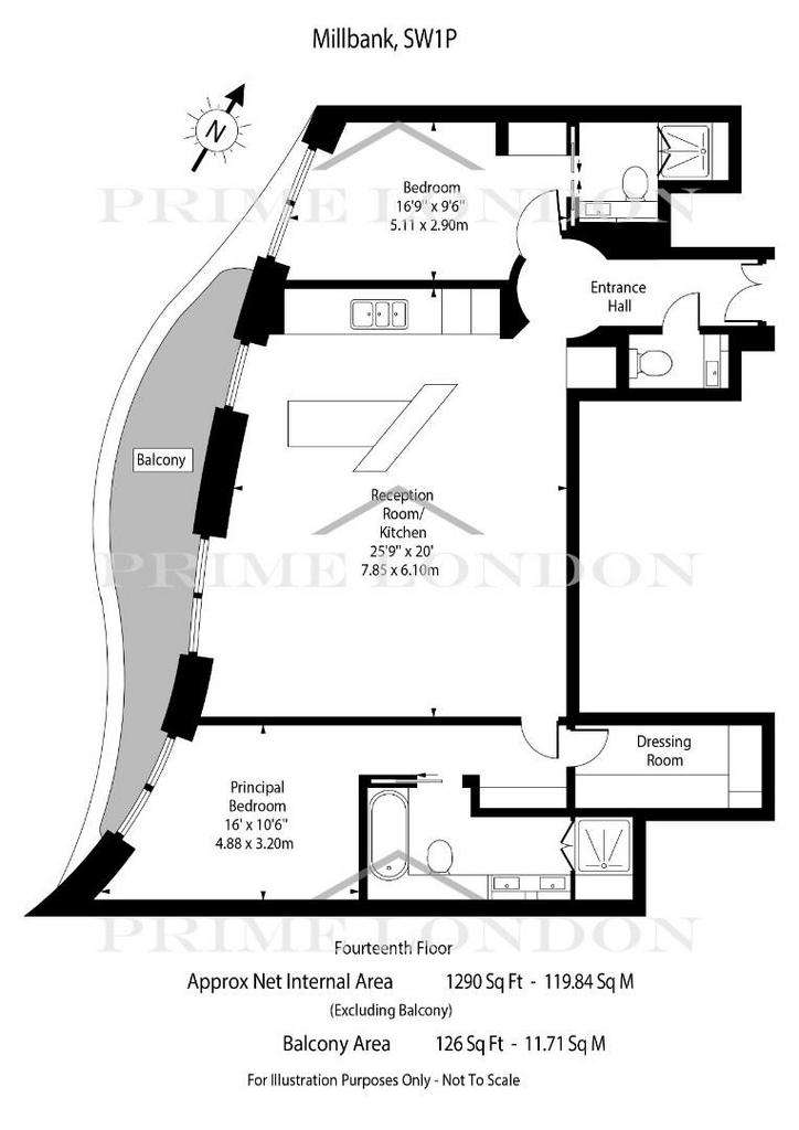 2 bedroom flat to rent - floorplan