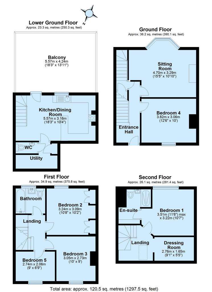 5 bedroom terraced house for sale - floorplan