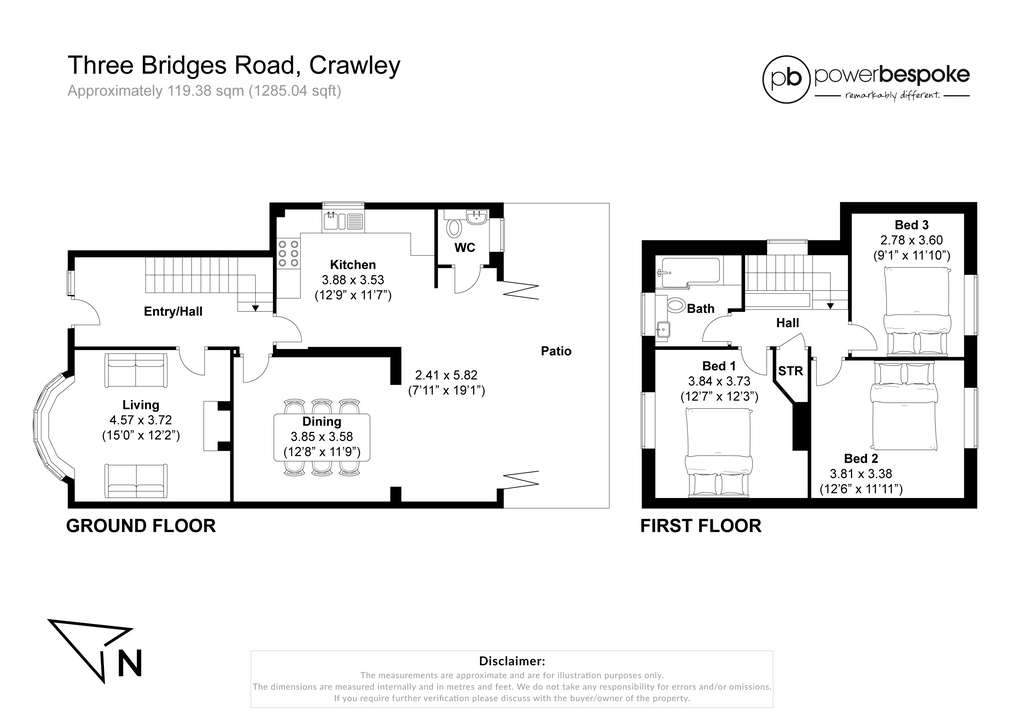 3 bedroom house for sale - floorplan