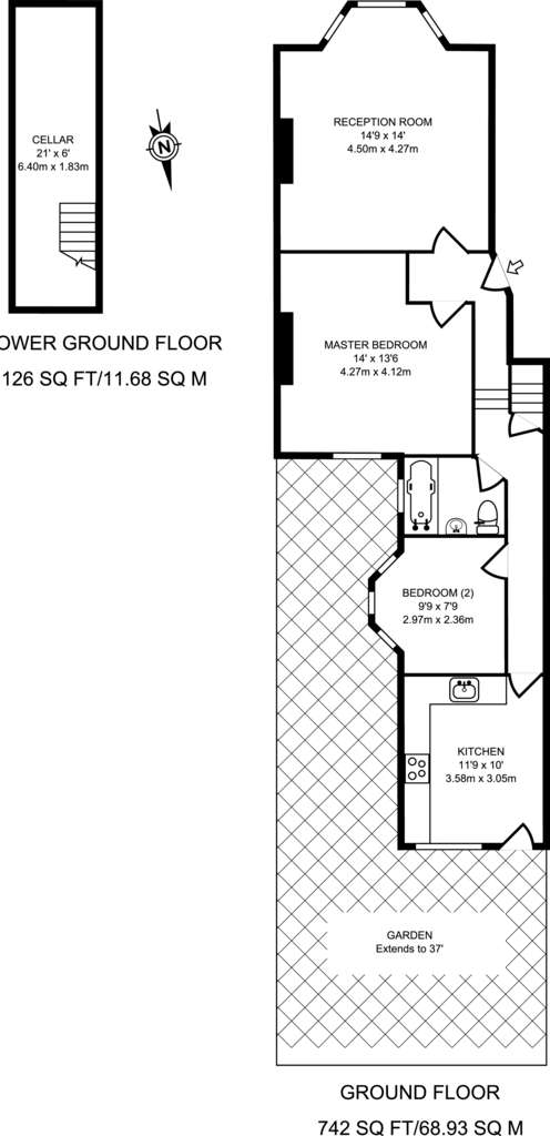 2 bedroom flat to rent - floorplan