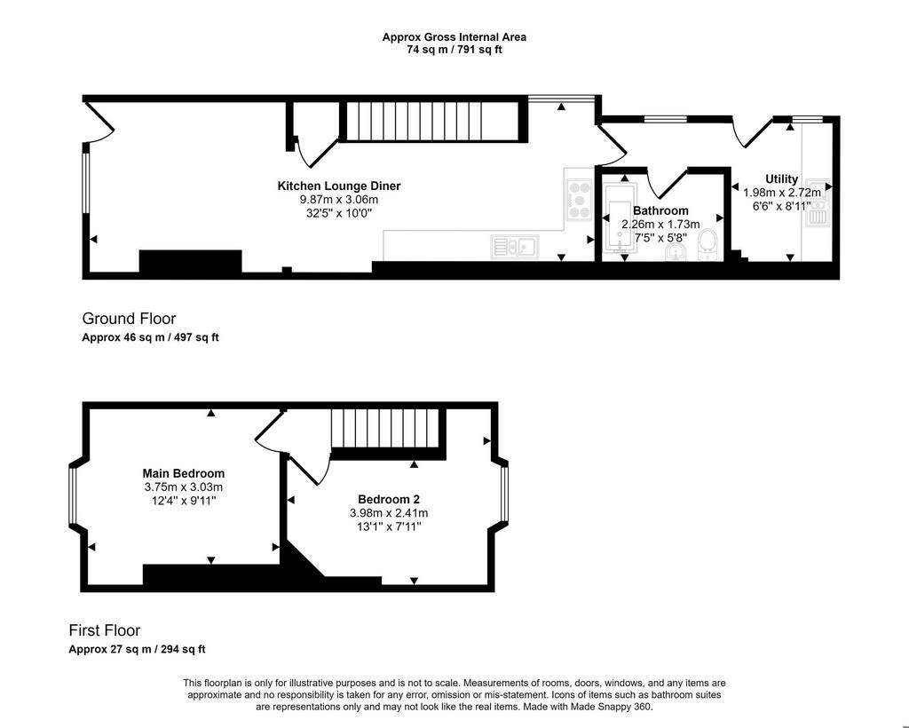 2 bedroom terraced house for sale - floorplan