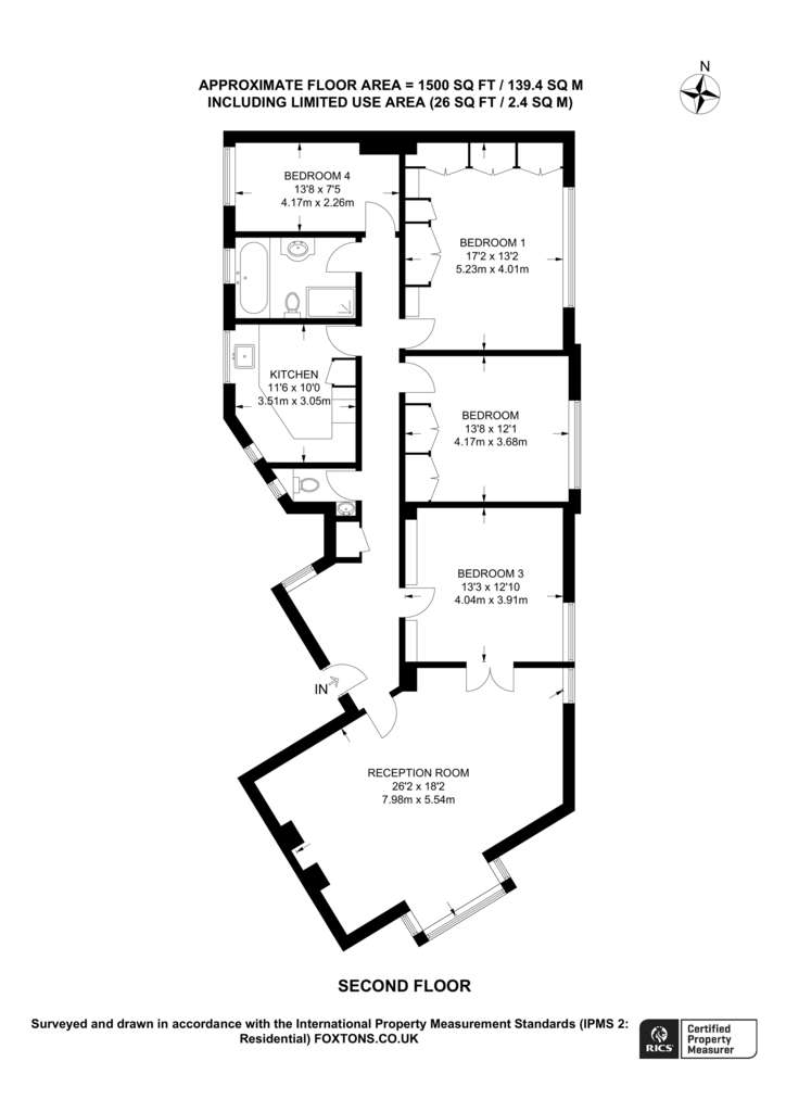 4 bedroom flat to rent - floorplan