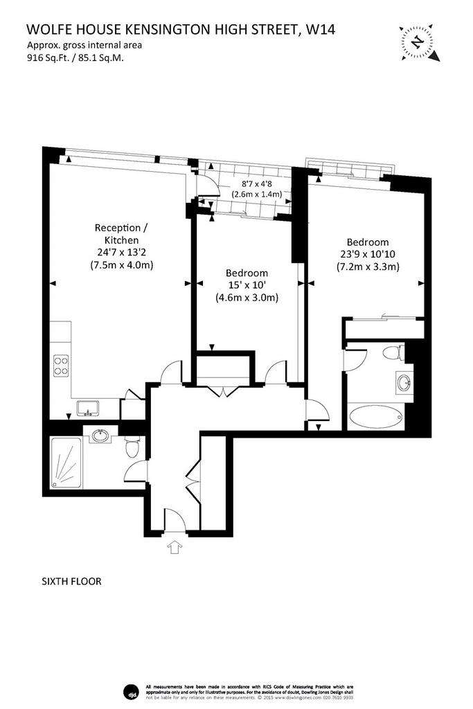 2 bedroom flat to rent - floorplan