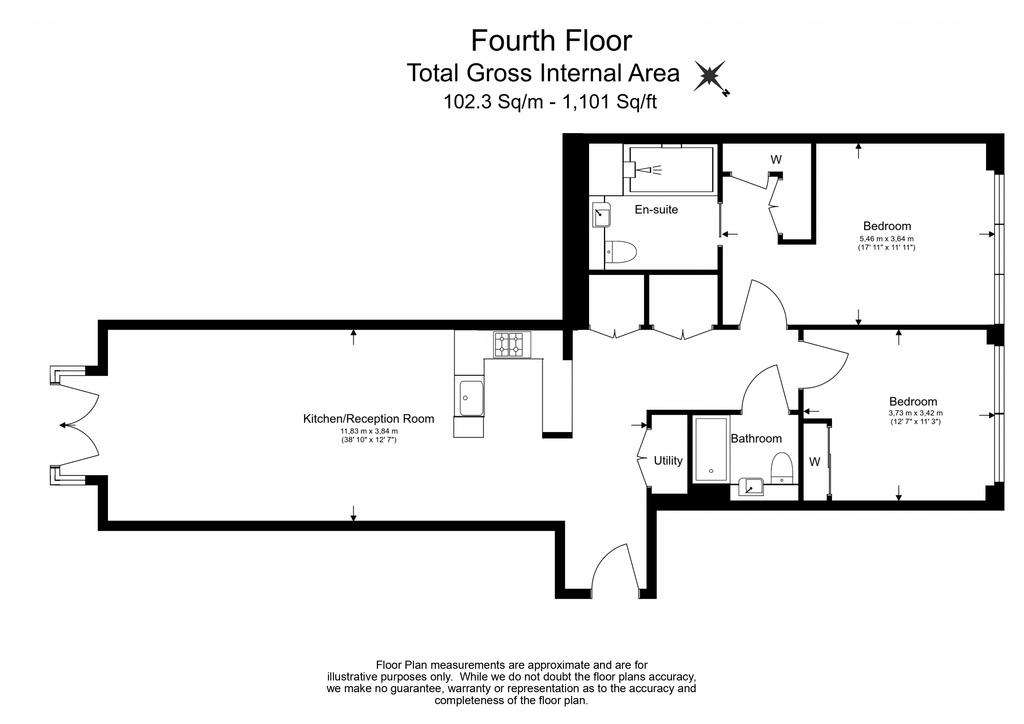 2 bedroom flat to rent - floorplan