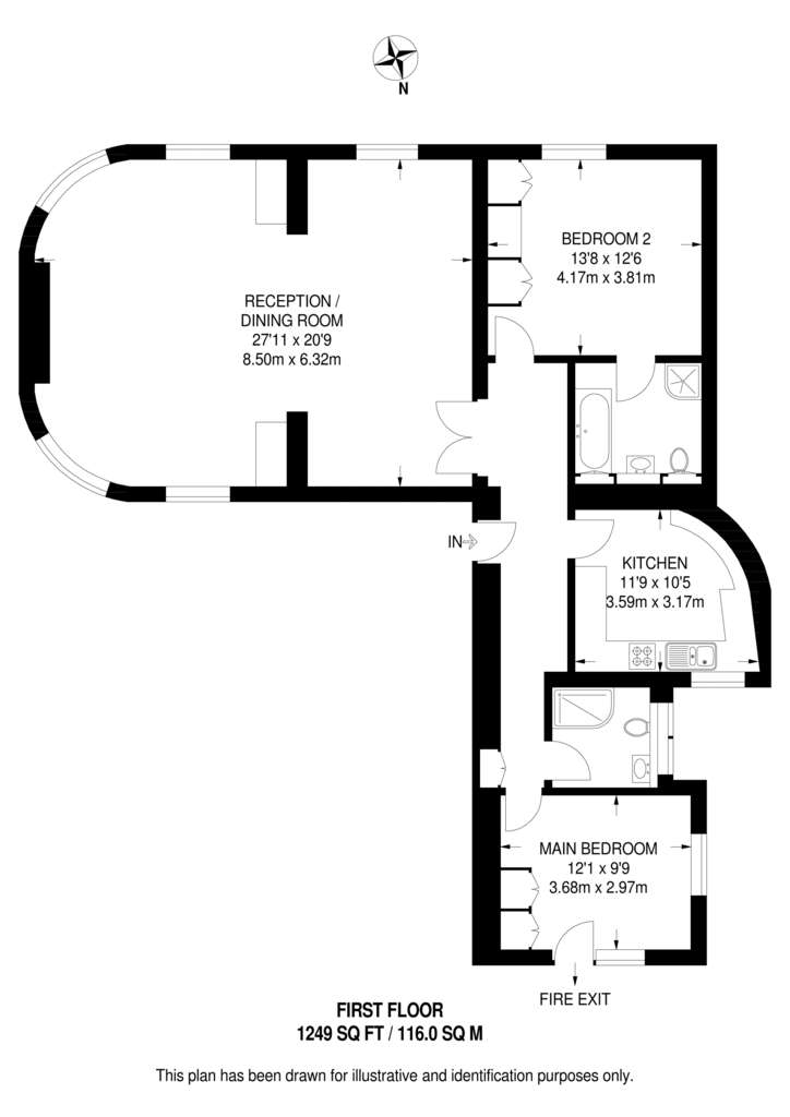 2 bedroom flat to rent - floorplan