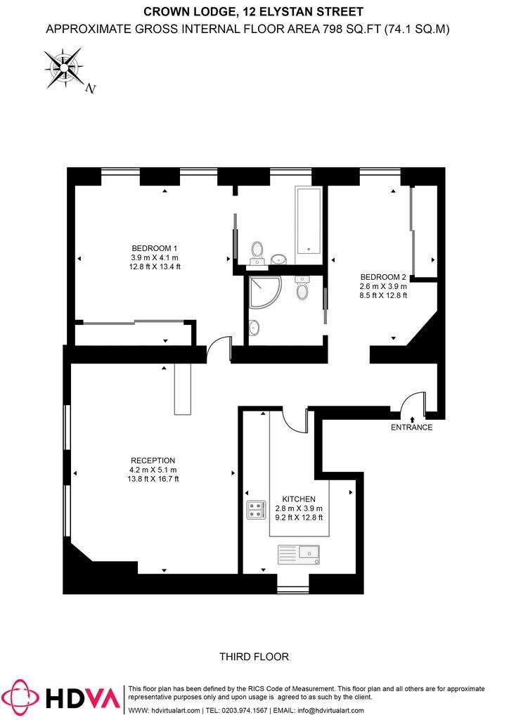 2 bedroom flat to rent - floorplan