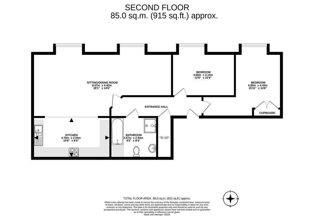 2 bedroom flat for sale - floorplan