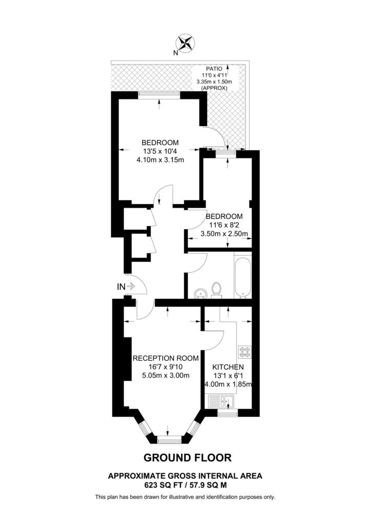 2 bedroom flat to rent - floorplan