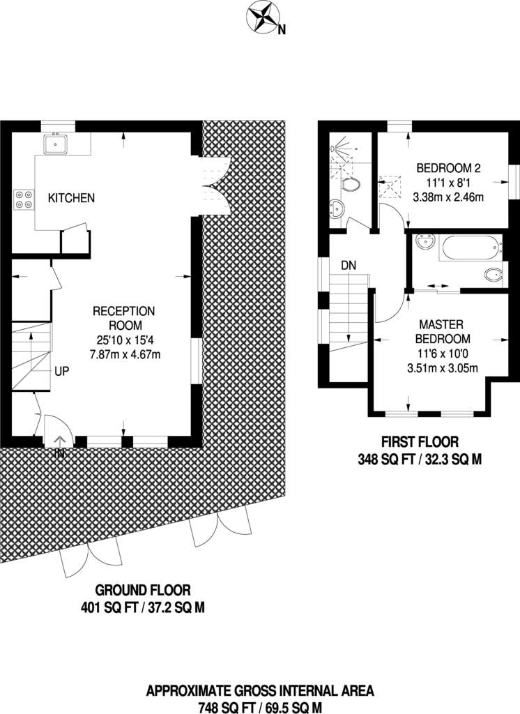 2 bedroom semi-detached house to rent - floorplan