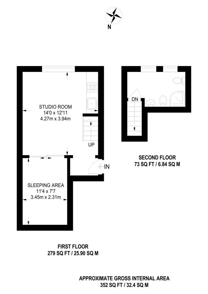 1 bedroom flat to rent - floorplan