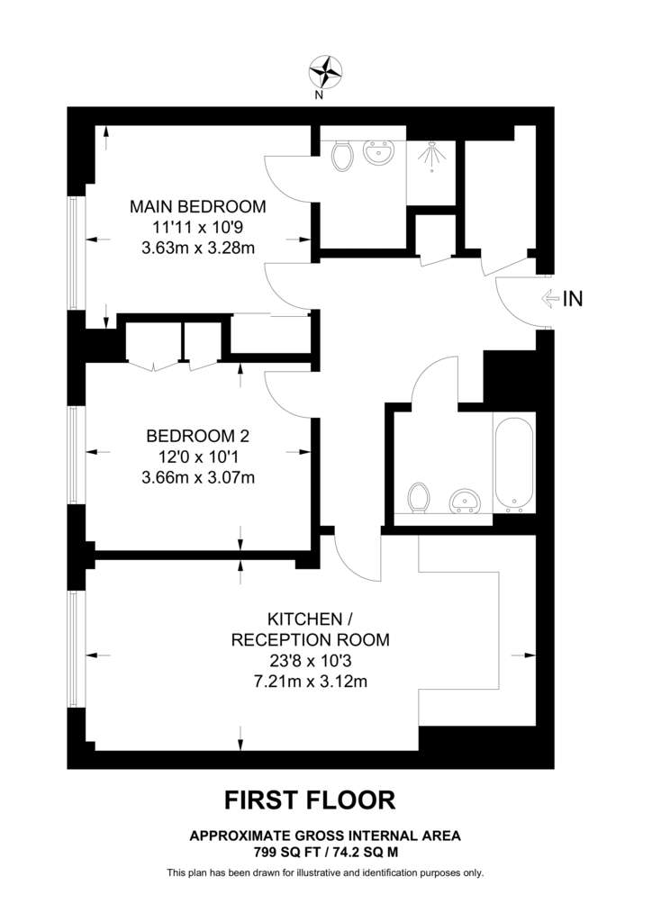 2 bedroom flat to rent - floorplan