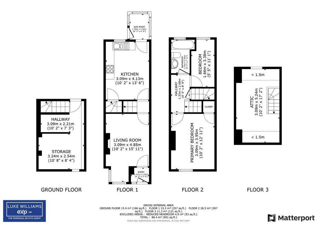 3 bedroom terraced house for sale - floorplan