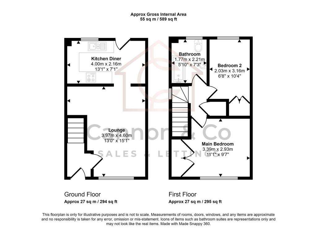 2 bedroom terraced house for sale - floorplan