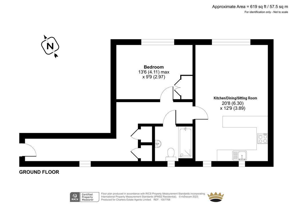 1 bedroom flat to rent - floorplan