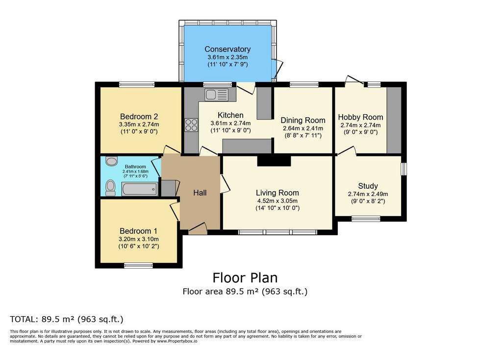 2 bedroom bungalow for sale - floorplan