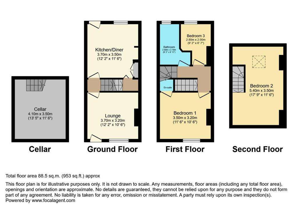 3 bedroom end of terrace house for sale - floorplan