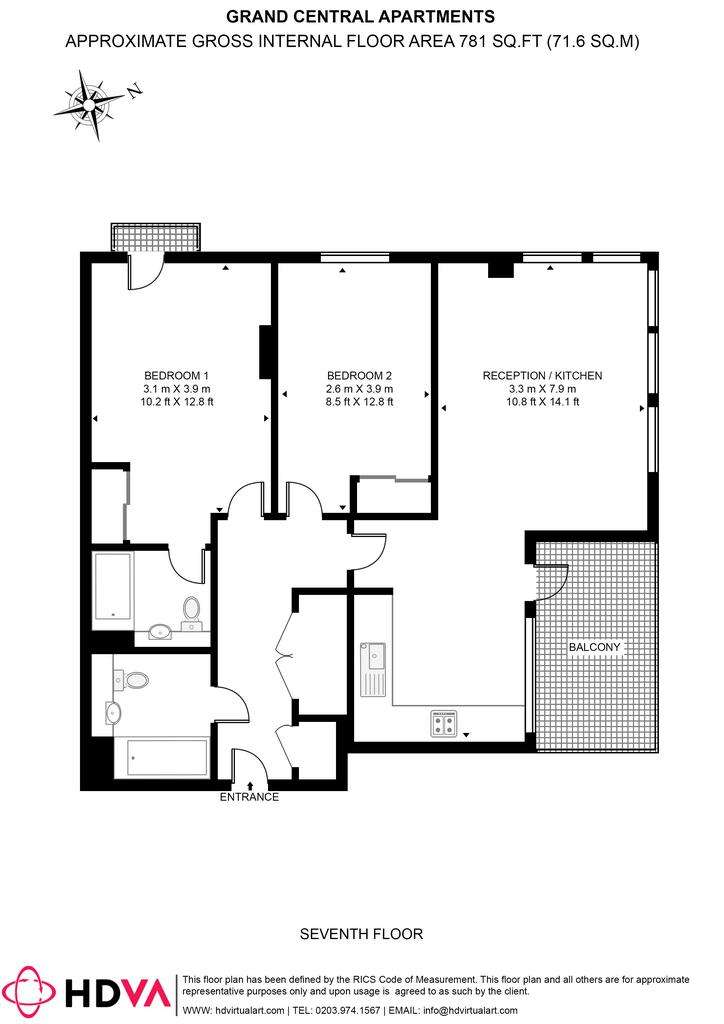 2 bedroom flat to rent - floorplan