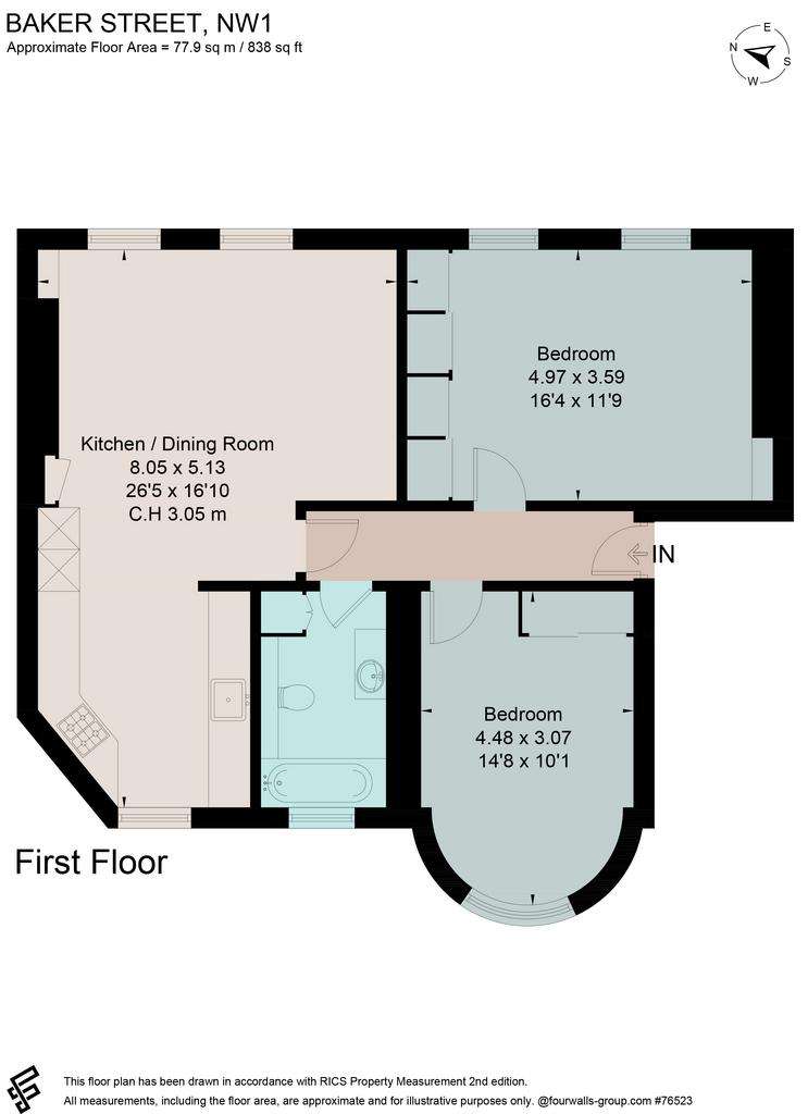 2 bedroom flat to rent - floorplan