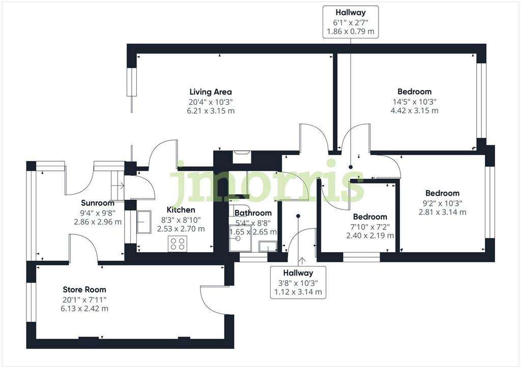 3 bedroom semi-detached bungalow for sale - floorplan