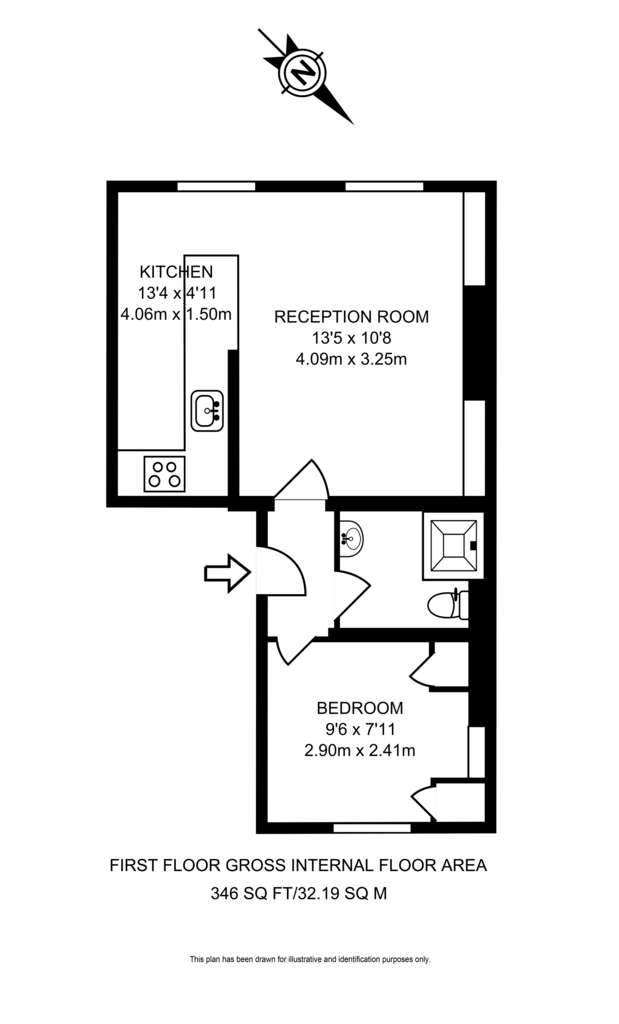 1 bedroom flat to rent - floorplan