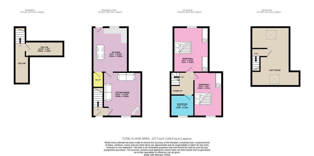 2 bedroom terraced house for sale - floorplan