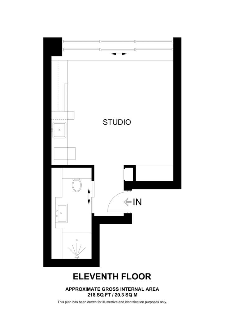 Studio flat to rent - floorplan