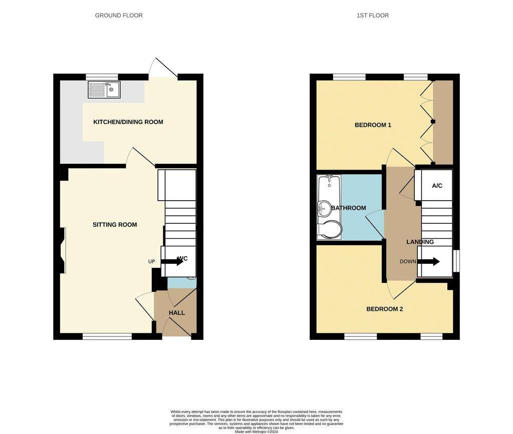 2 bedroom end of terrace house for sale - floorplan